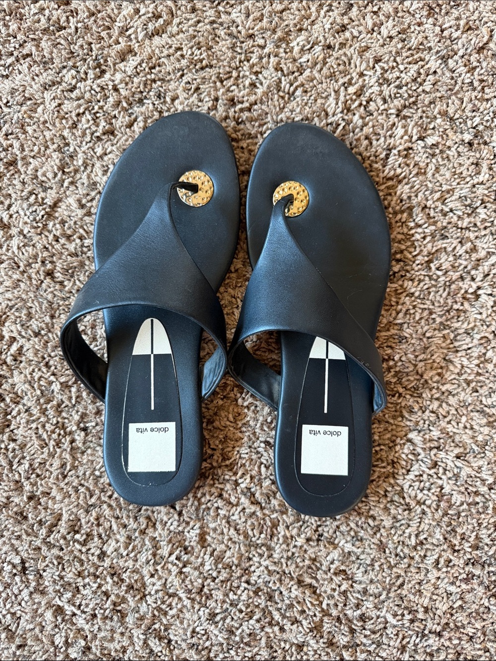 Dolce Vita Black Sandals with Gold Accent